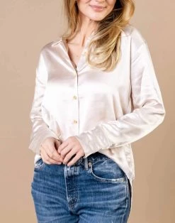 Mystree Button Down Shirt in Ivory - women