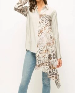 Mystree Sandra Button Down Shirt in Warm Grey - women