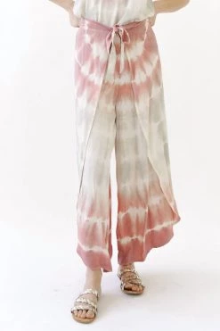 Mystree Tie Dye Wrap Pants in Mauve Stone - women