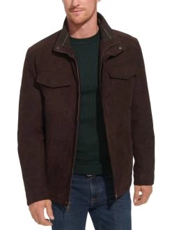 Weatherproof Mens Faux Suede Short Bomber Jacket
