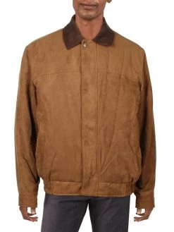Weatherproof Mens Faux Suede Short Bomber Jacket