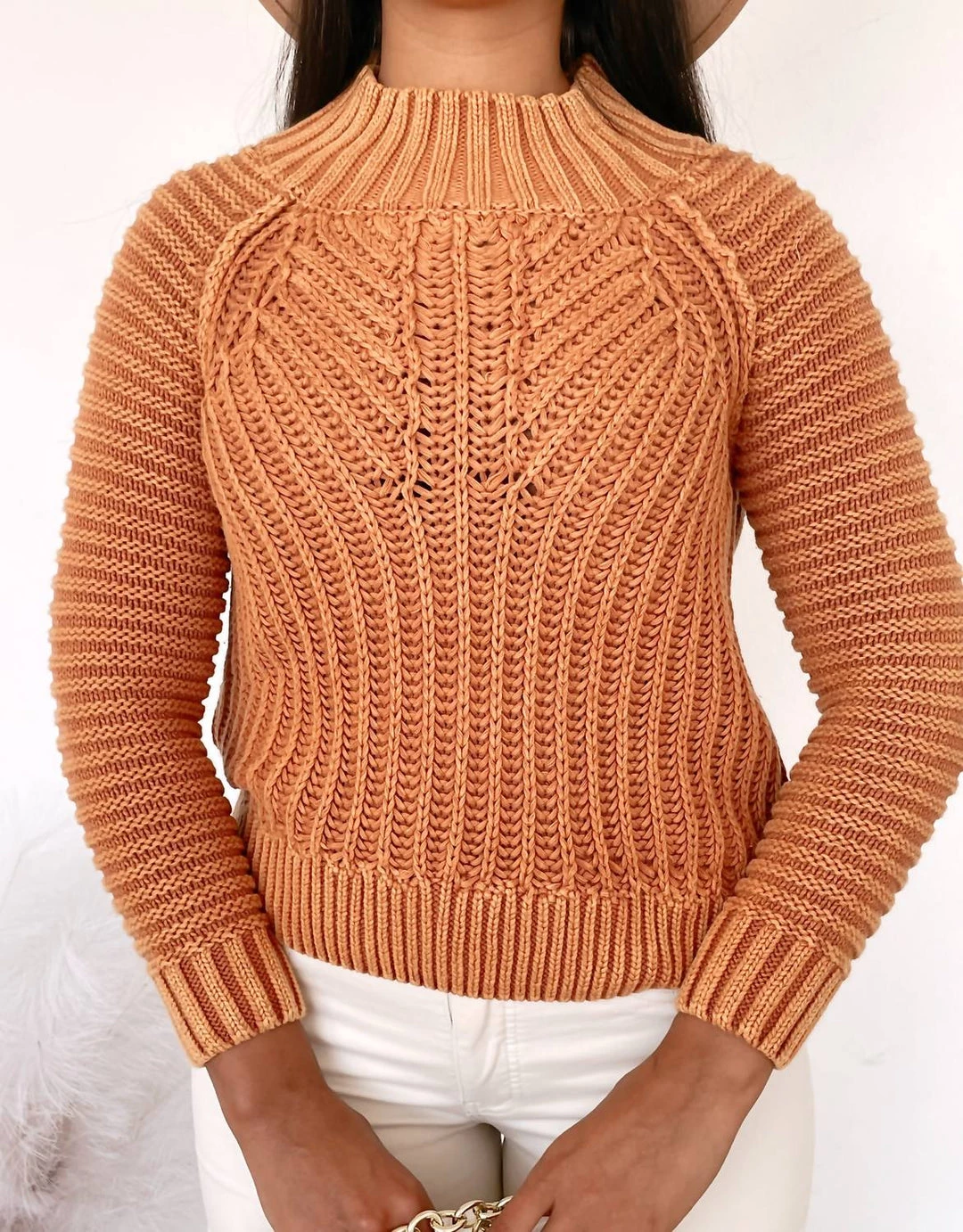 Mystree Chunky Mock Neck Sweater in Rust - women 3 Mystree Chunky Mock Neck Sweater in Rust - women - Image 3