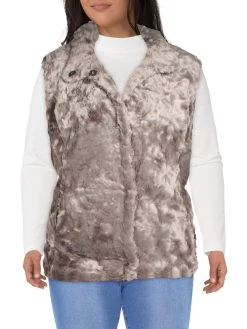 Weatherproof Plus Womens Faux Fur Warm Outerwear Vest